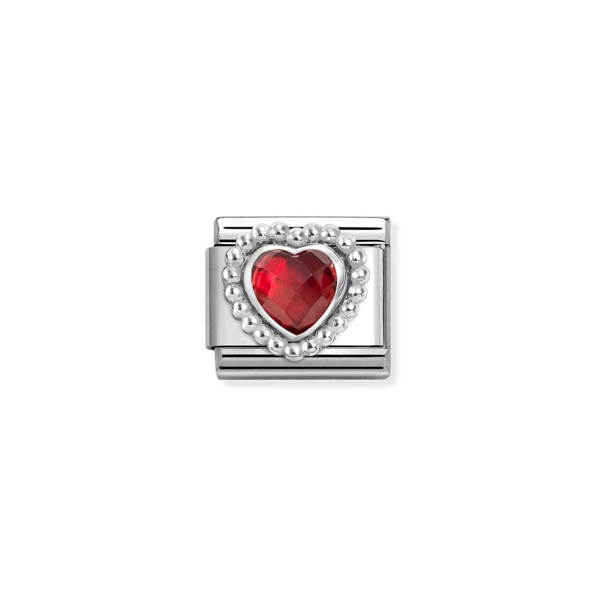 Composable CL CZ FACETED, steel with RICH SETTING HEART DOTS 925 silver RED