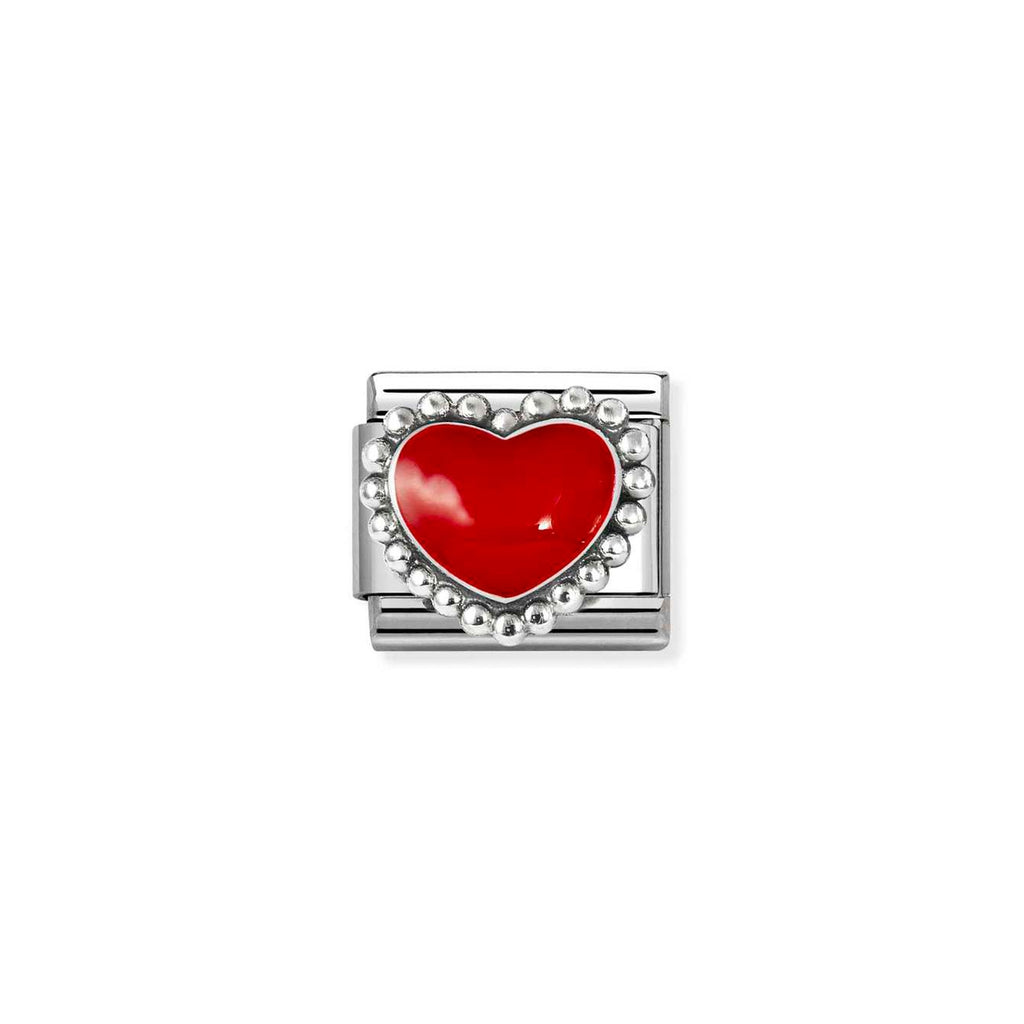 Composable Classic SYMBOLS in stainless steel, enamel and 925 sterling silver Red raised heart