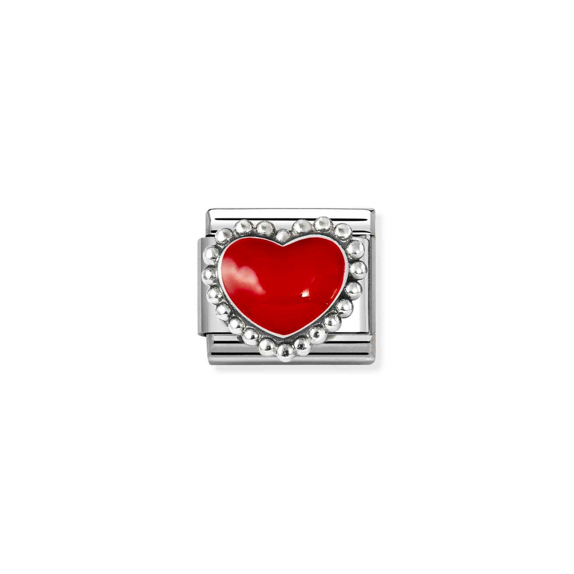 Composable Classic SYMBOLS in stainless steel, enamel and 925 sterling silver Red raised heart