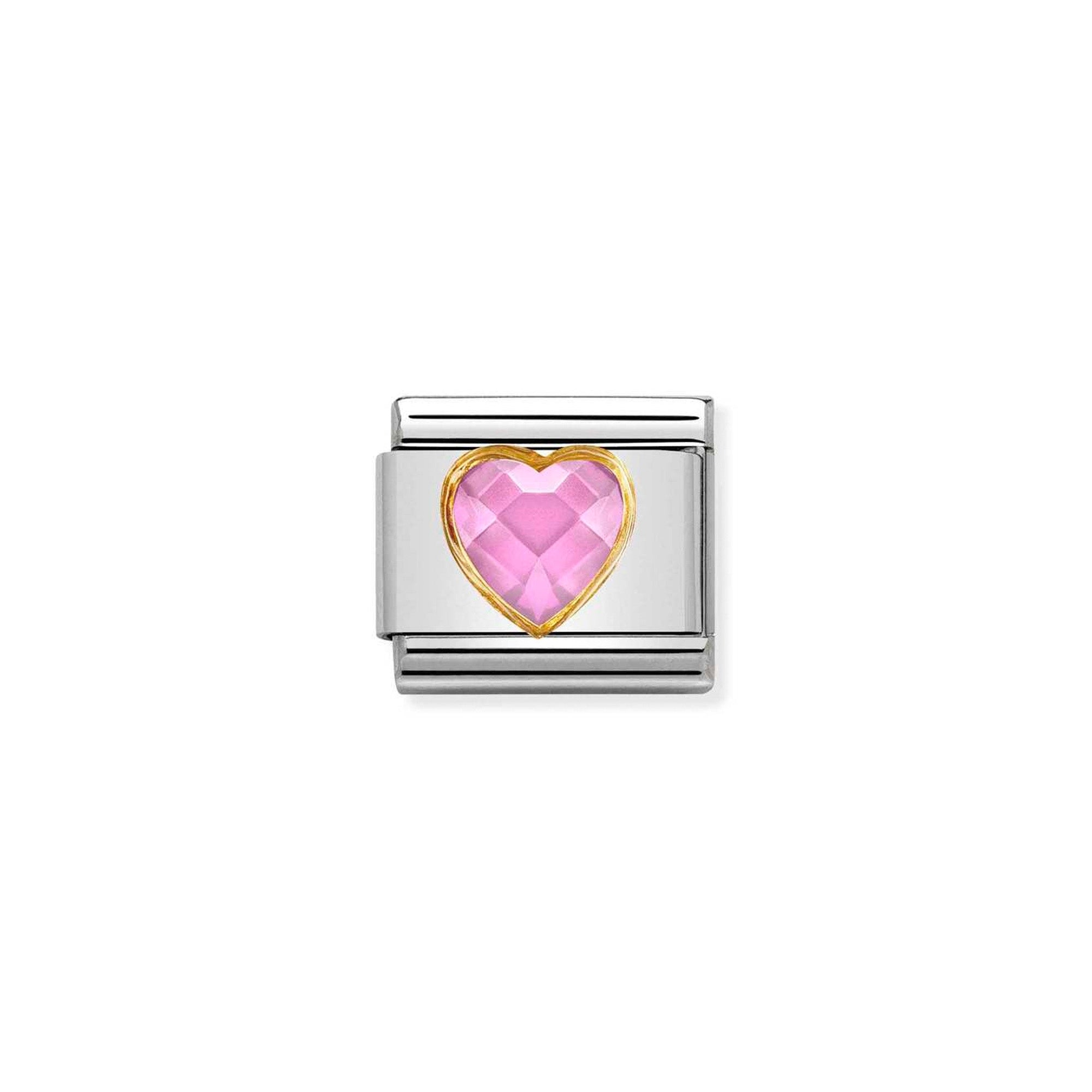 Composable Classic HEART FACETED CZ in steel and 18k gold PINK