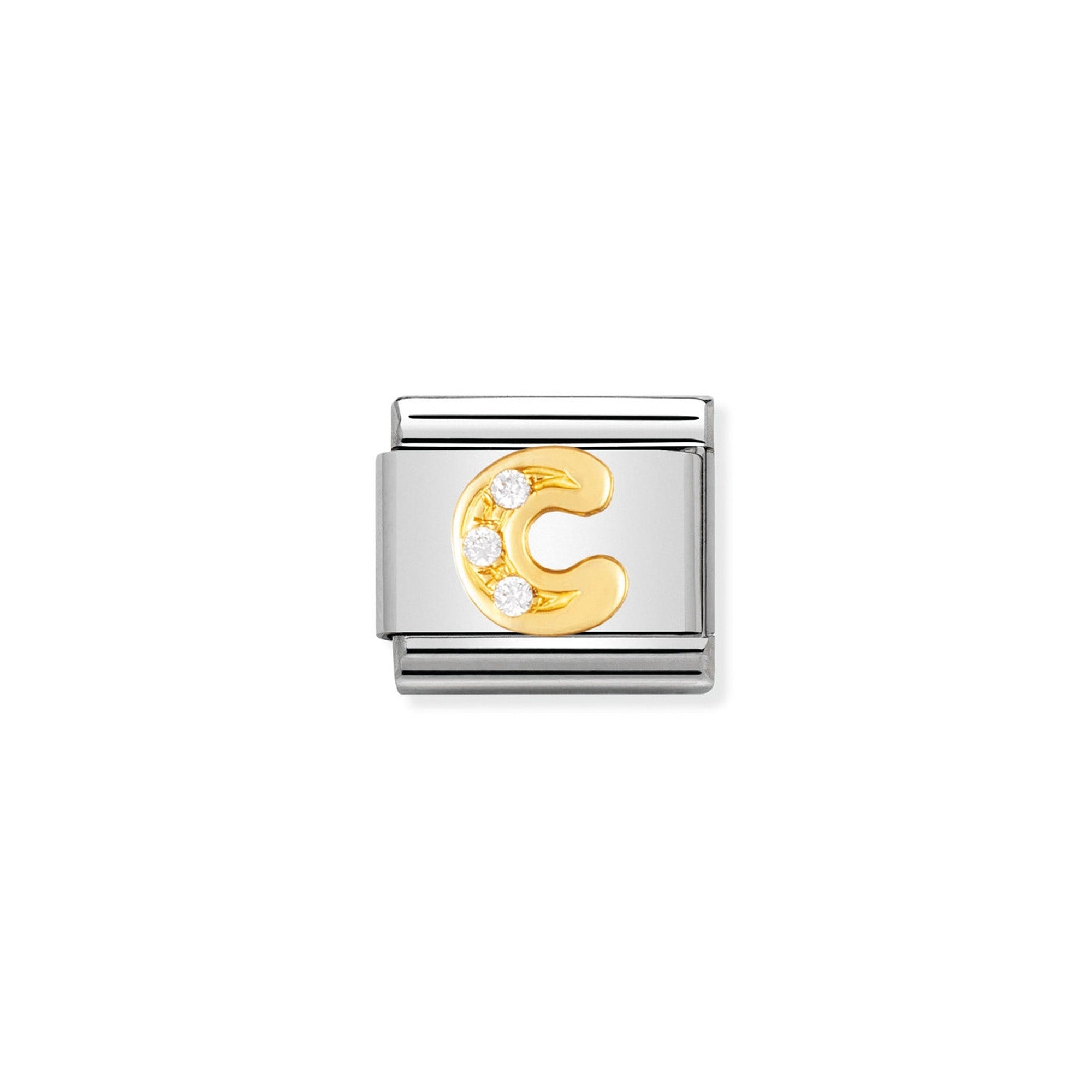 COMPOSABLE Classic LETTERS in stainless steel with 18k gold and Cubic Zirconia C