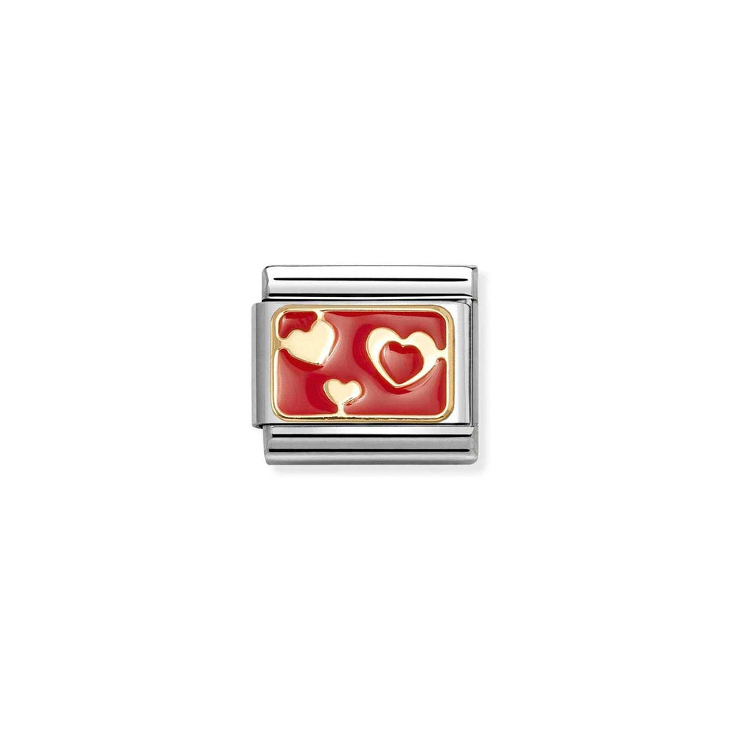 Composable Classic PLATES steel , enamel and 18k gold Various red hearts