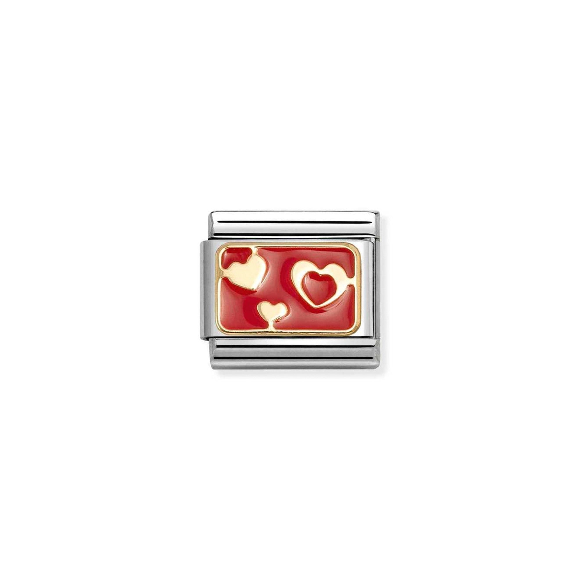 Composable Classic PLATES steel , enamel and 18k gold Various red hearts