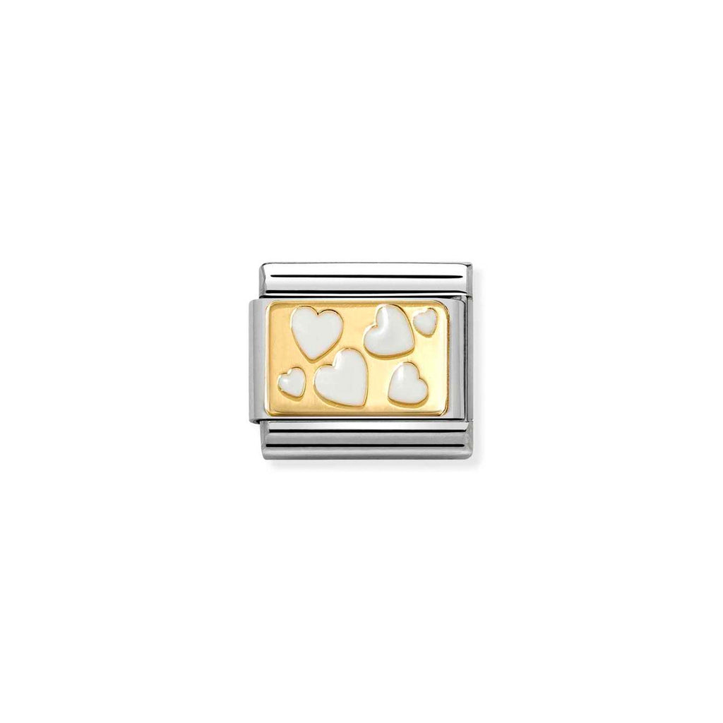 Composable Classic PLATES steel , enamel and 18k gold White scattered hearts