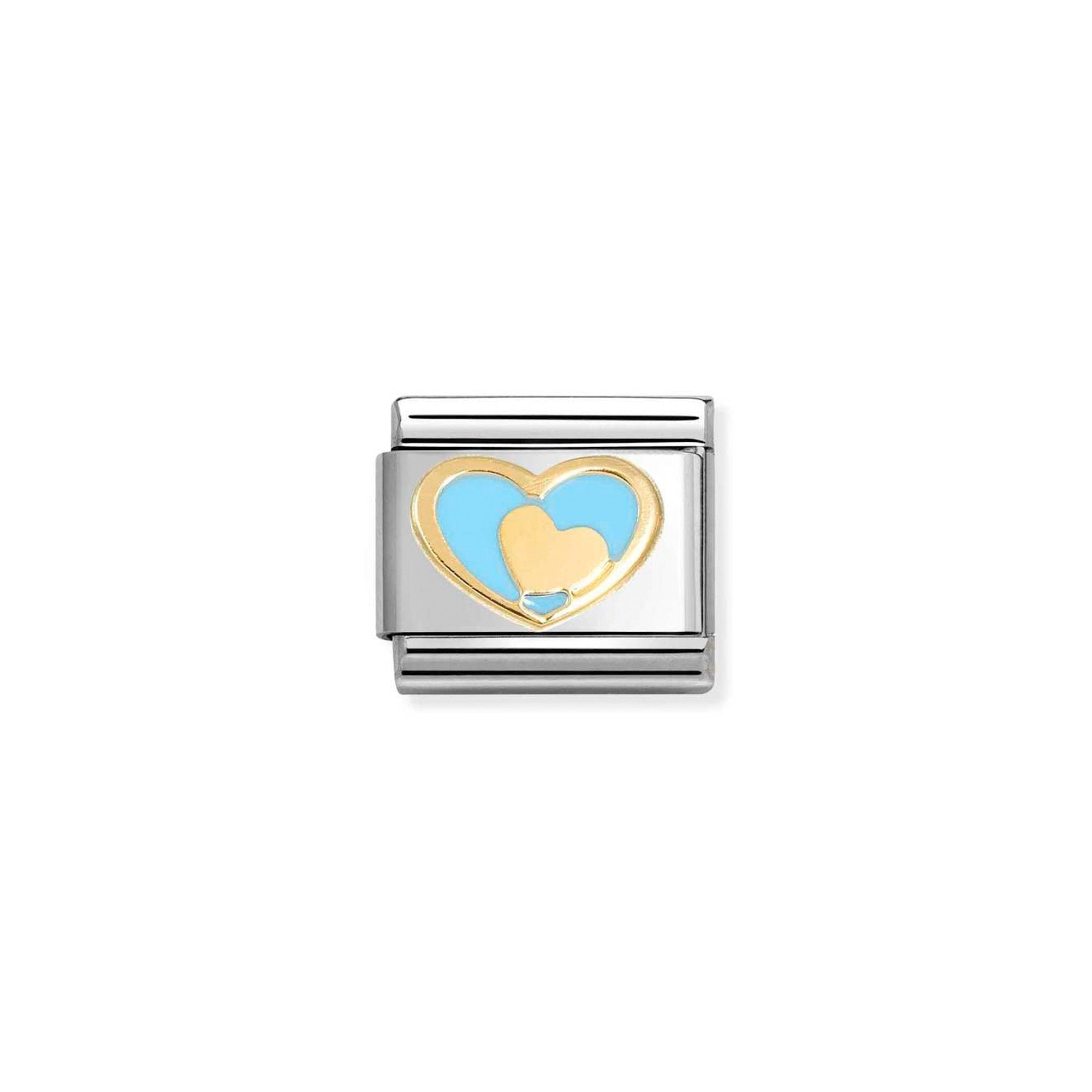 Composable Classic LOVE 2 stainless steel, enamel and 18k gold Heart in heart BLUE