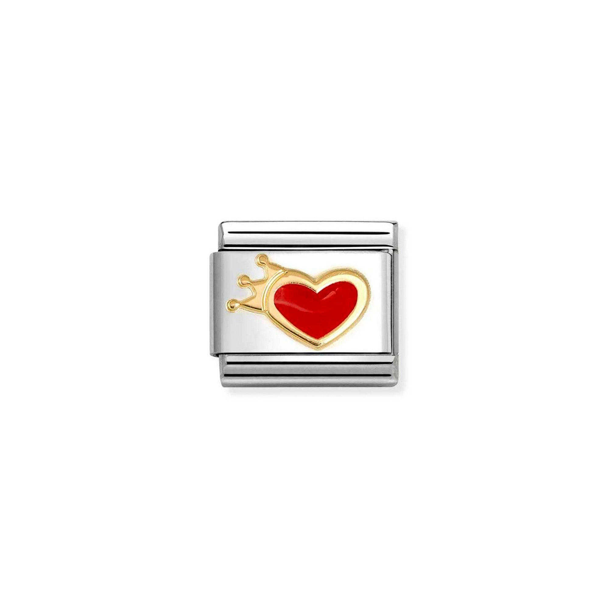 COMPOSABLE Classic LOVE in stainless steel with enamel and 18k gold RED heart with crown