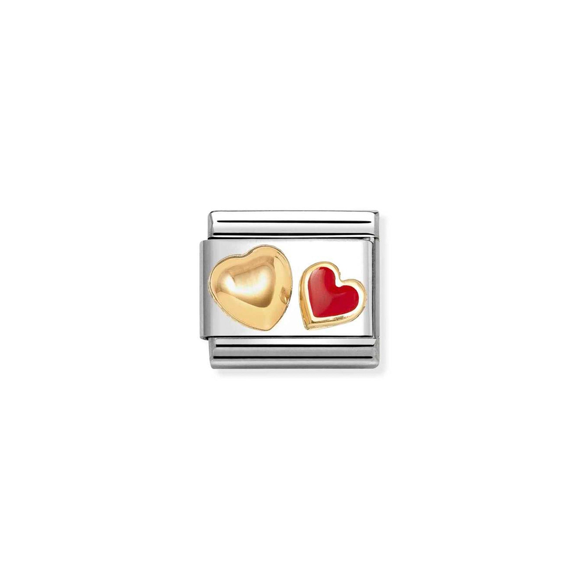 Composable Classic LOVE 2 stainless steel, enamel and 18k gold Red heart rounded heart