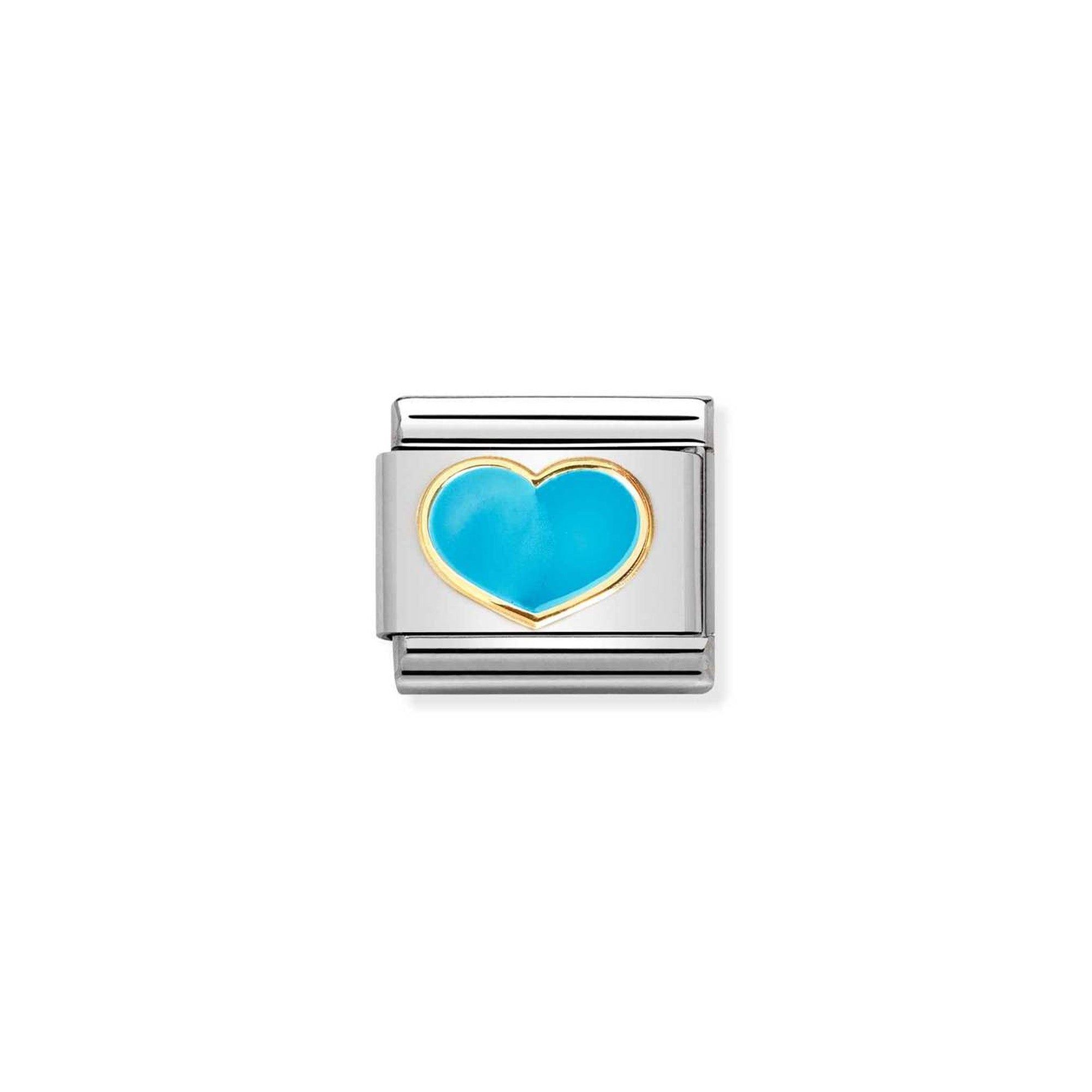 Composable Classic LOVE 2 stainless steel, enamel and 18k gold TURQUOISE heart