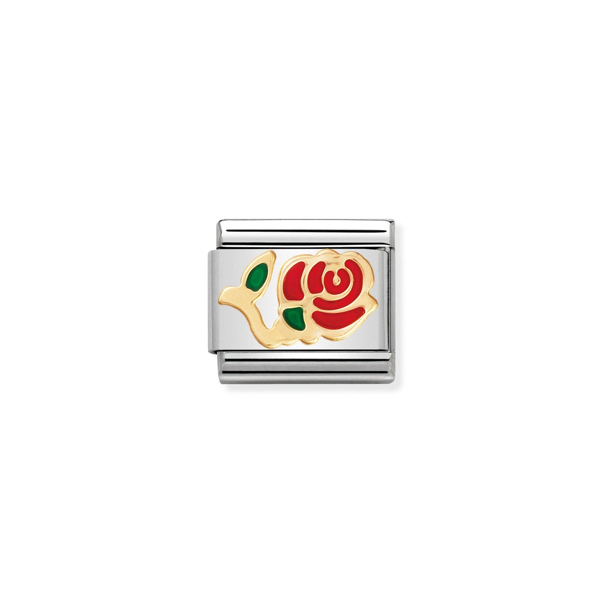 COMPOSABLE Classic NATURE in stainless steel with enamel and 18k gold RED Rose