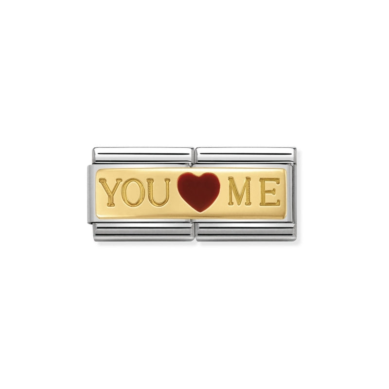Composable Classic DOUBLE ENGRAVED steel, enamel and 18k gold You And Me