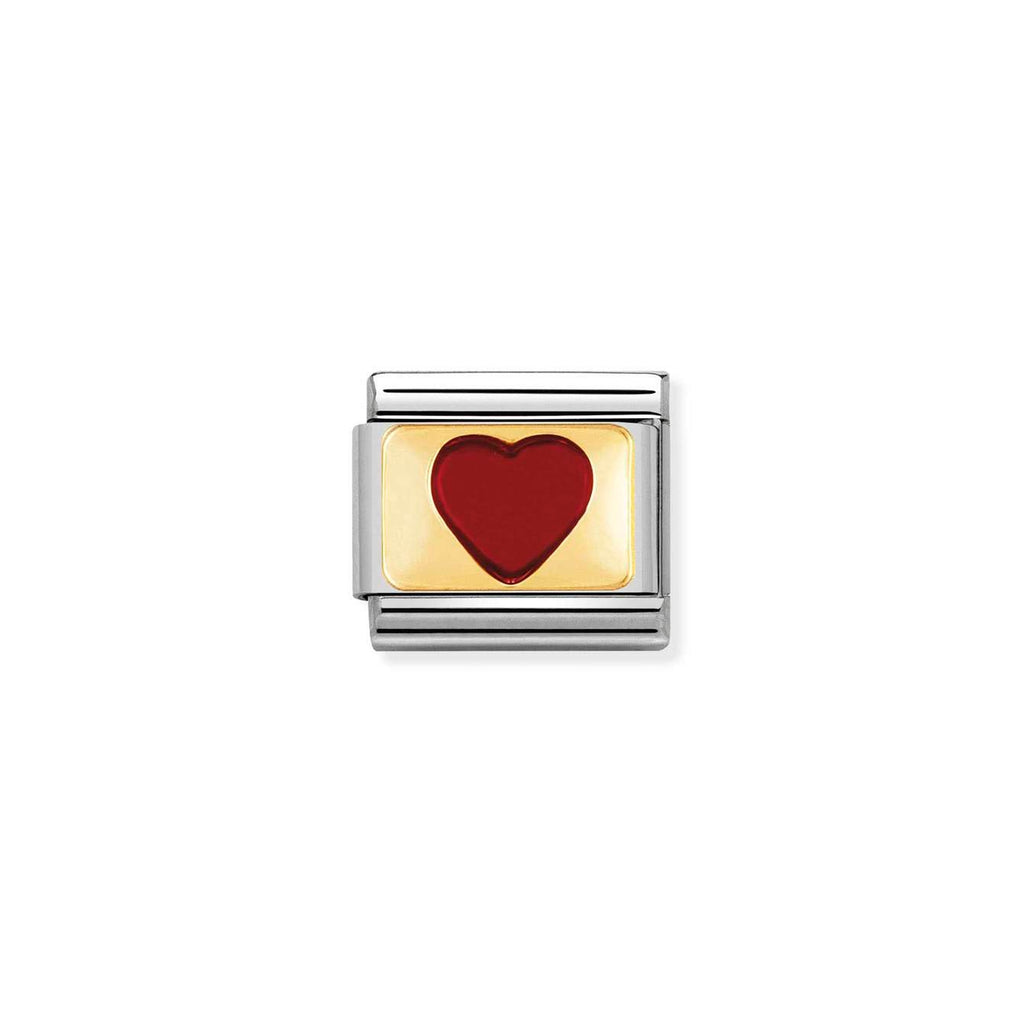 Composable Classic PLATES steel , enamel and 18k gold Red heart