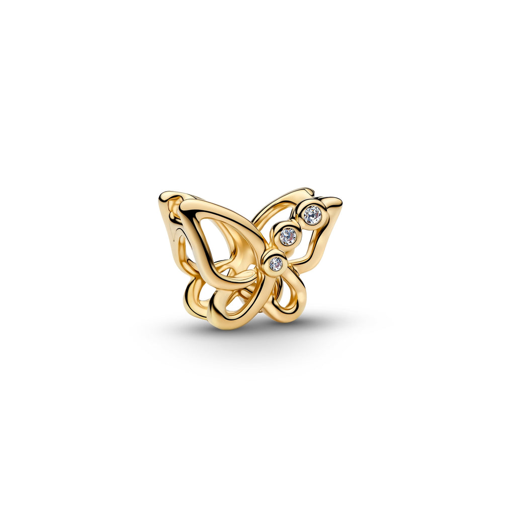 14k Gold-Plated Butterfly Openwork Charm