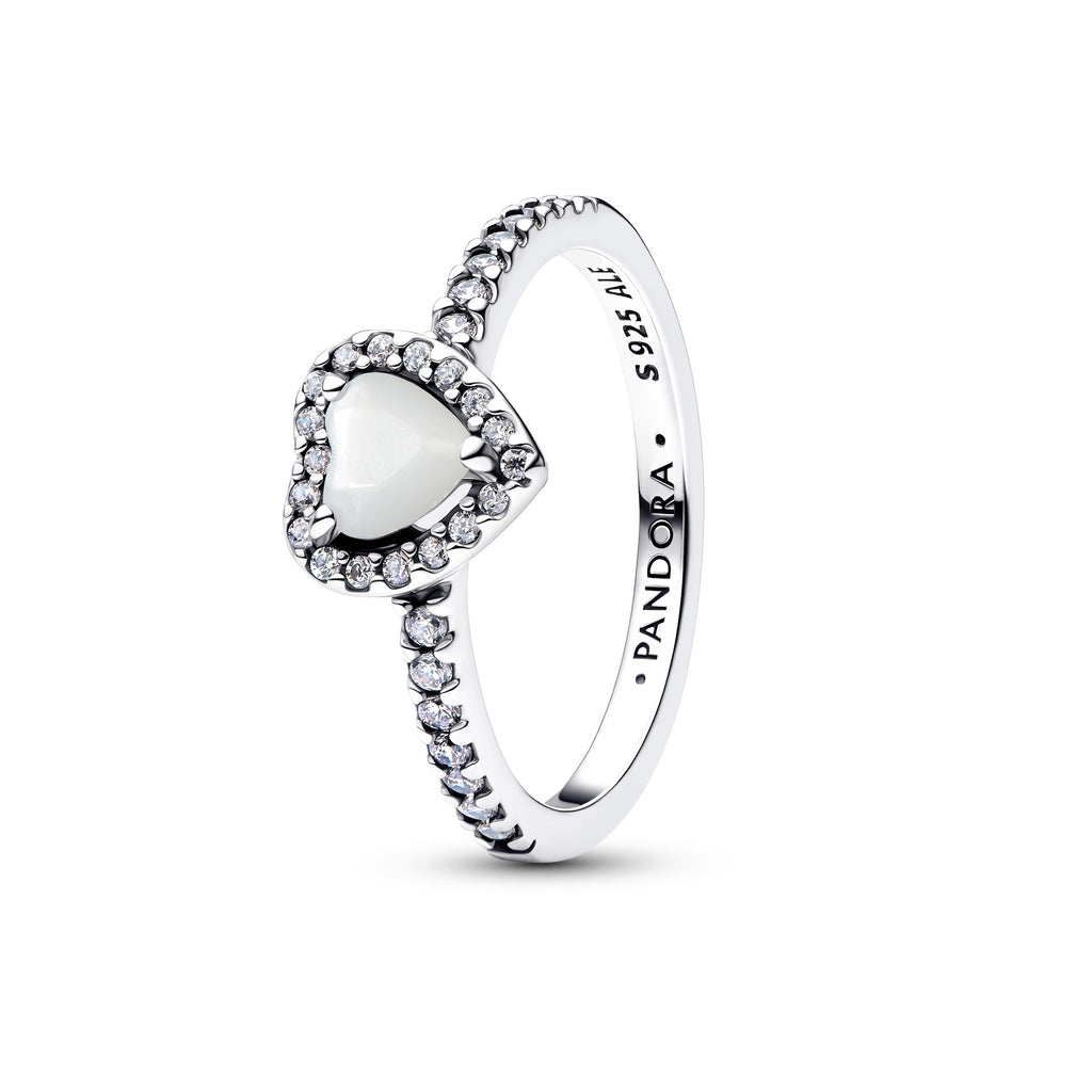 Elevated White Heart Ring