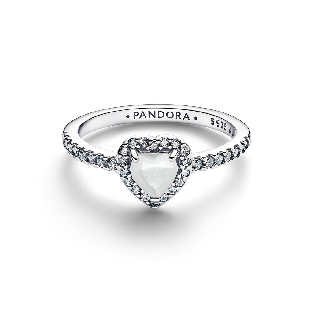 Elevated White Heart Ring