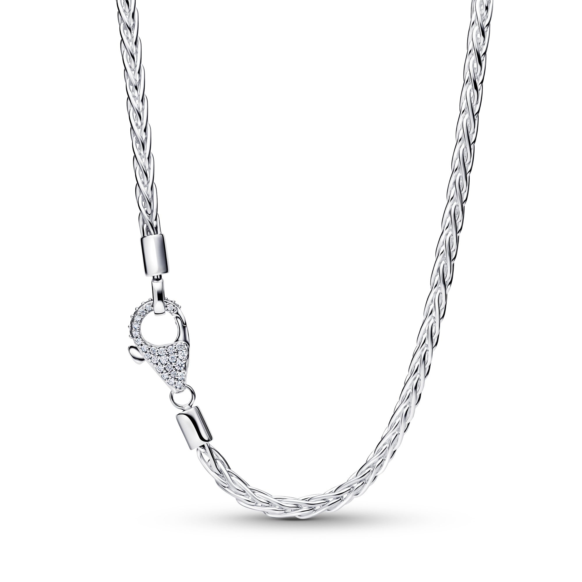 Pavé Clasp Foxtail Chain Charm Necklace