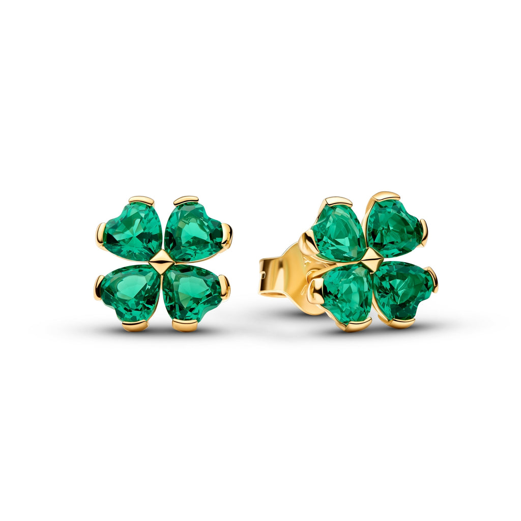 Green Lucky Clover Stud Earrings