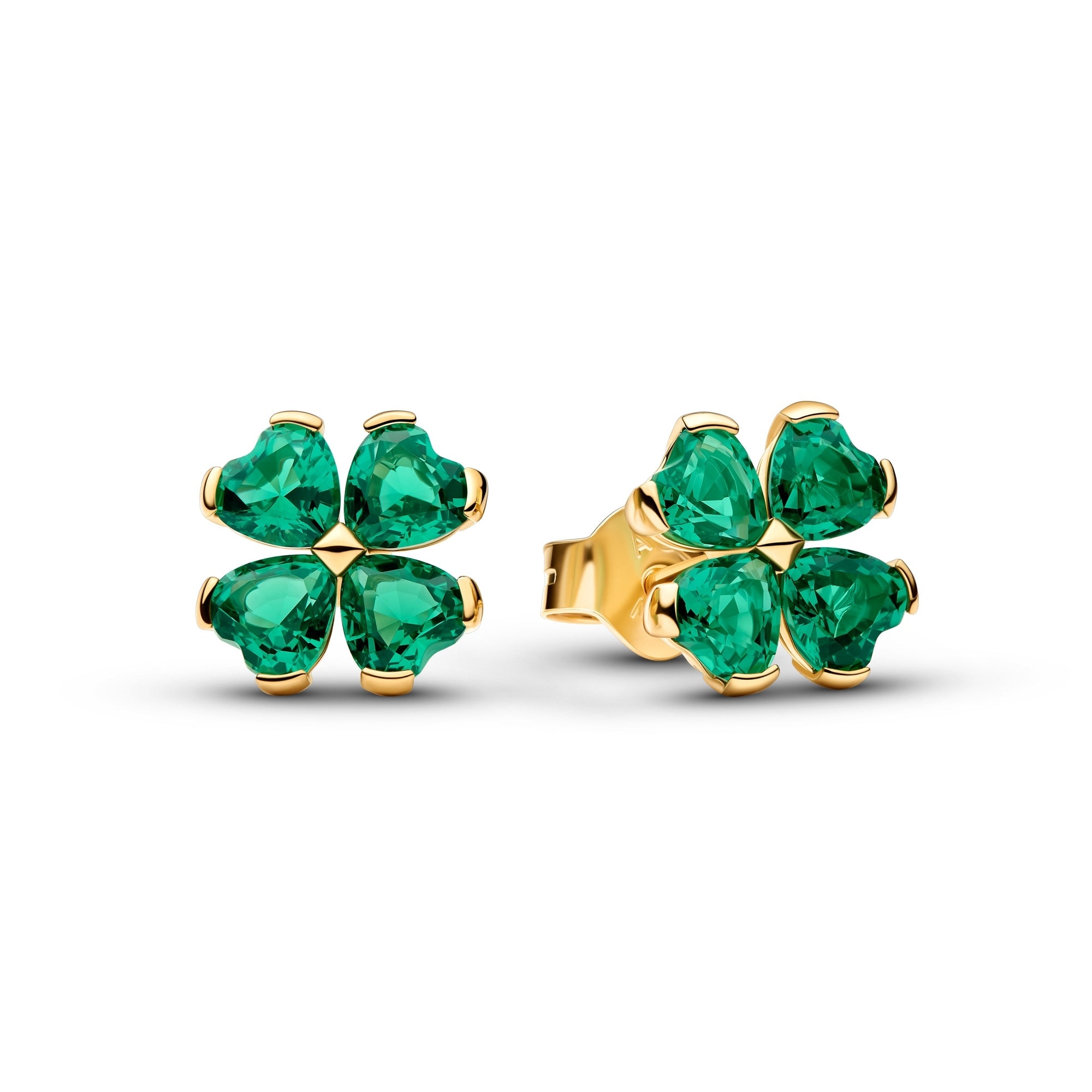 Green Lucky Clover Stud Earrings