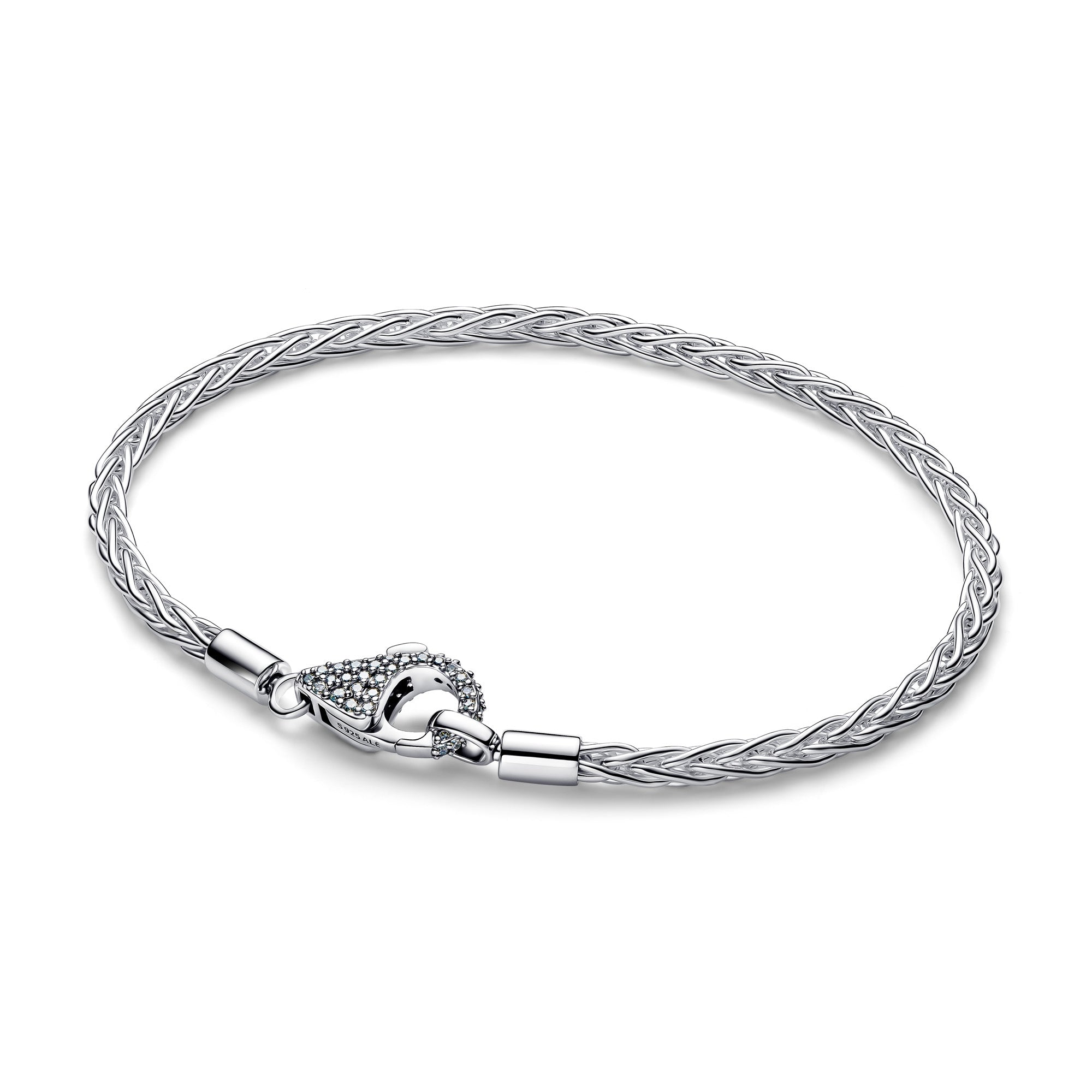 Pavé Clasp Foxtail Chain Charm Bracelet