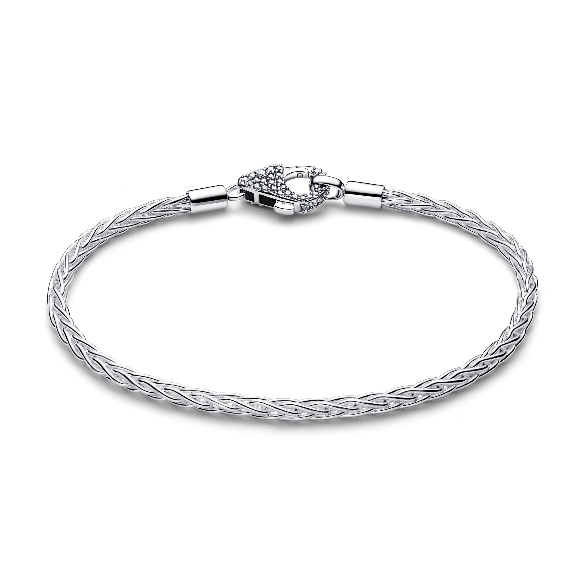 Pavé Clasp Foxtail Chain Charm Bracelet