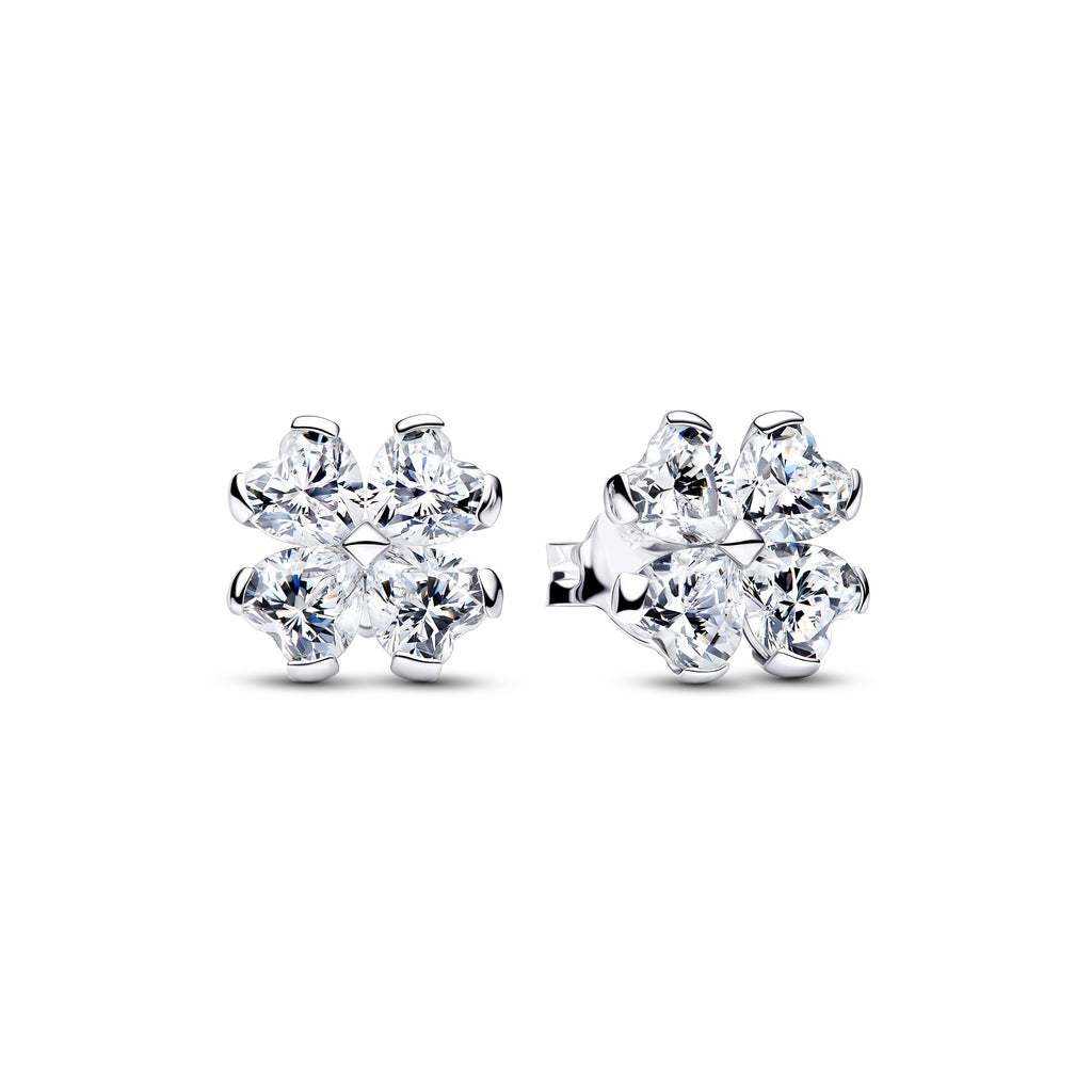 Sparkling Lucky Clover Stud Earrings