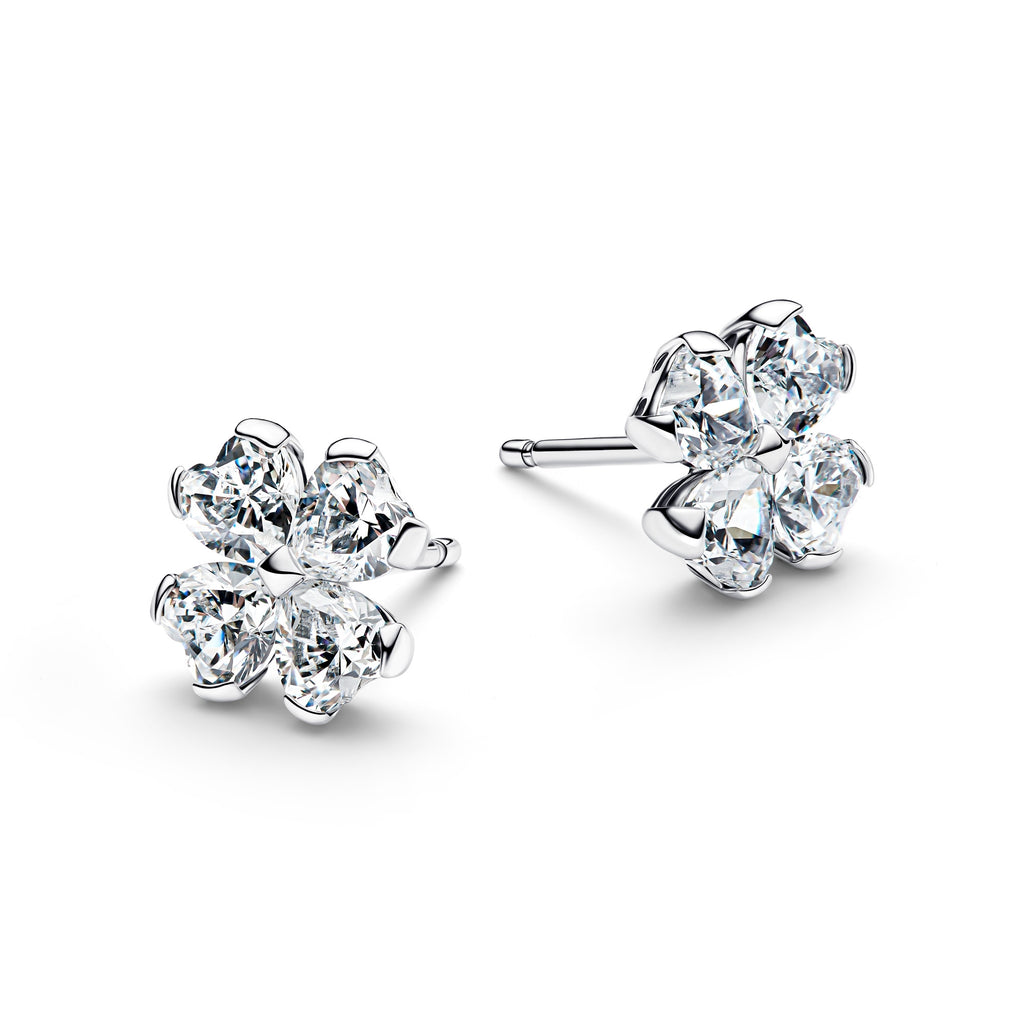 Sparkling Lucky Clover Stud Earrings