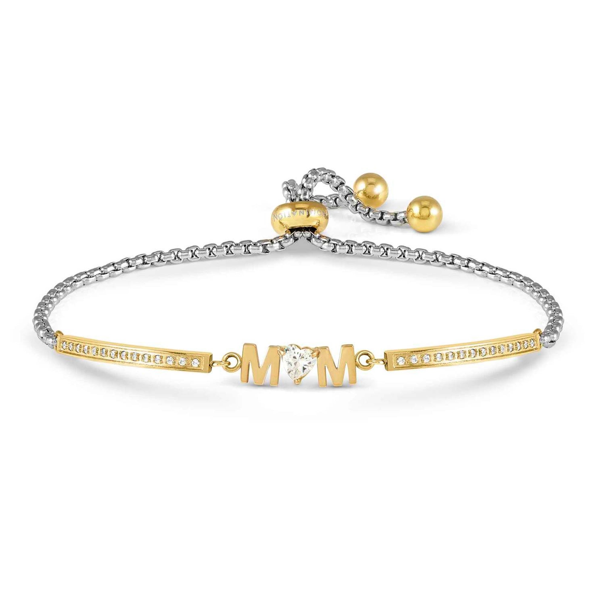 MILLELUCI ed. FAMILY bracelet in stainless steel and cubic zirconia (RICH GOLD) MUM