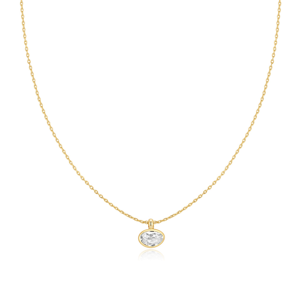 Gold Bezel Organic Pebble Necklace