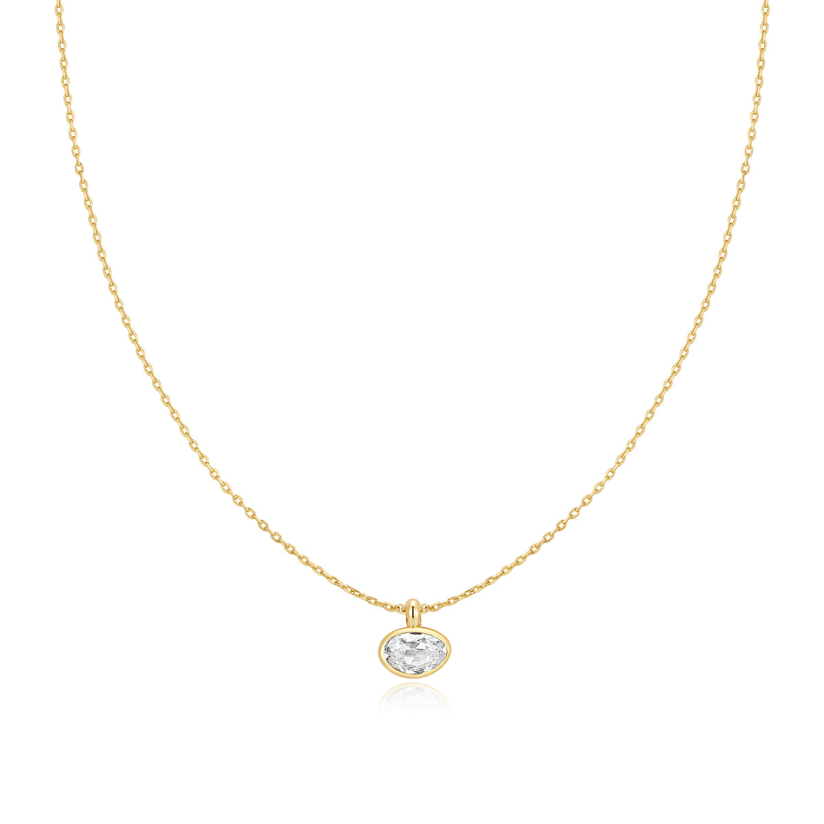 Gold Bezel Organic Pebble Necklace