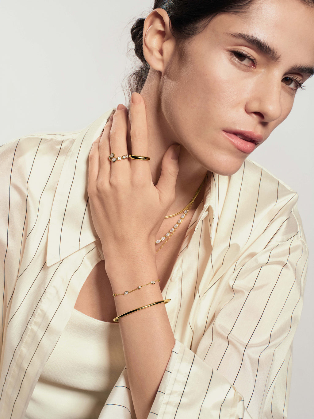 Gold Spiral Adjustable Ring – model view