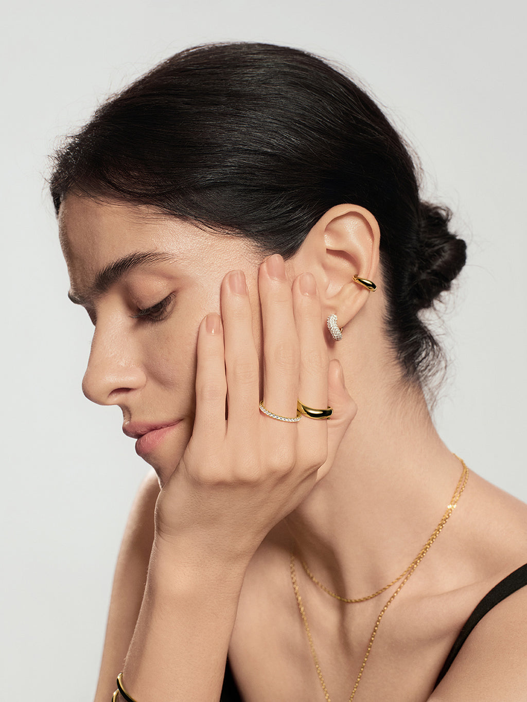 Gold Spiral Adjustable Ring – model view