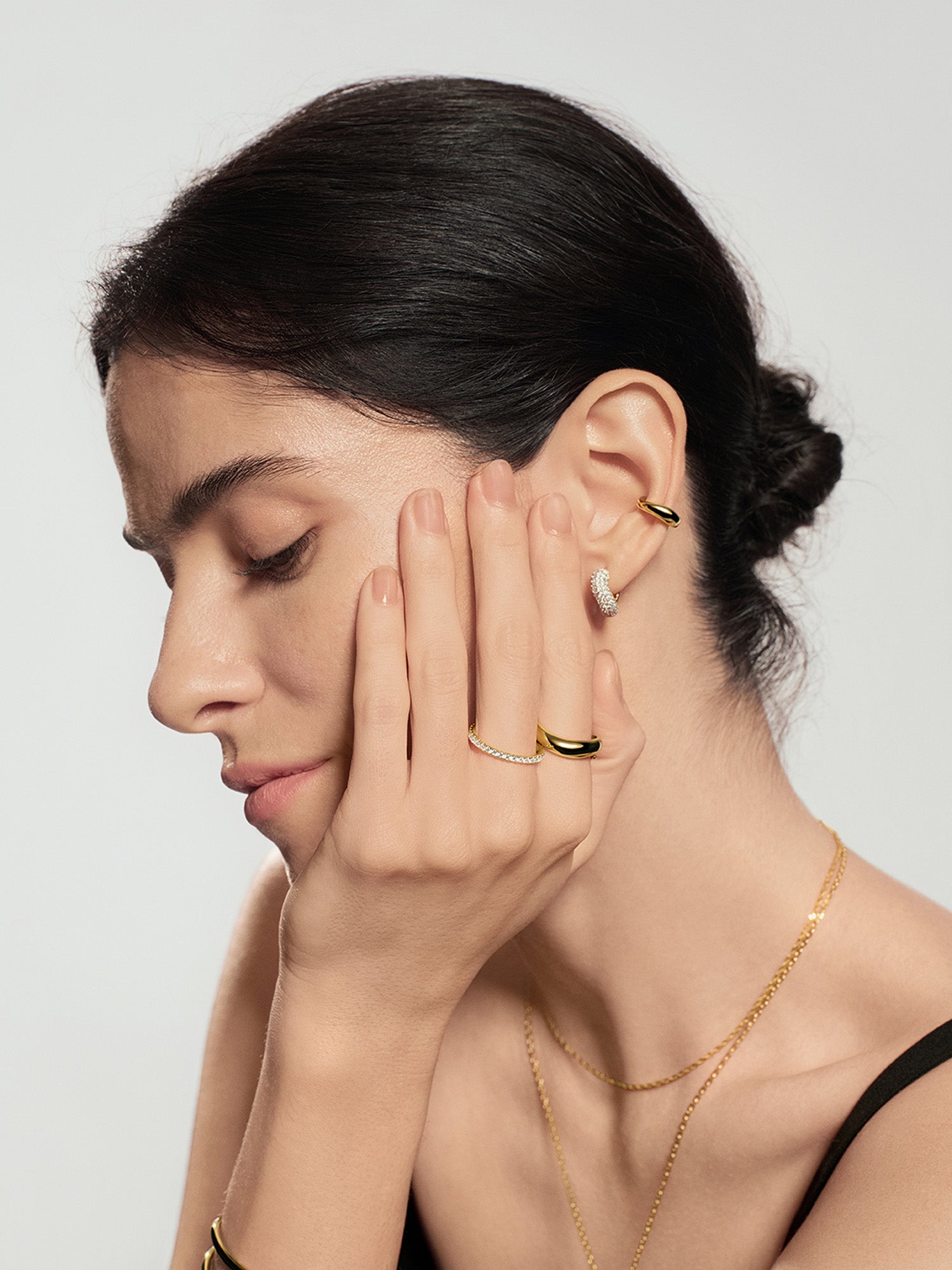 Gold Spiral Adjustable Ring – model view
