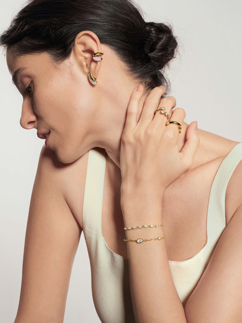 Gold Spiral Adjustable Ring – model view