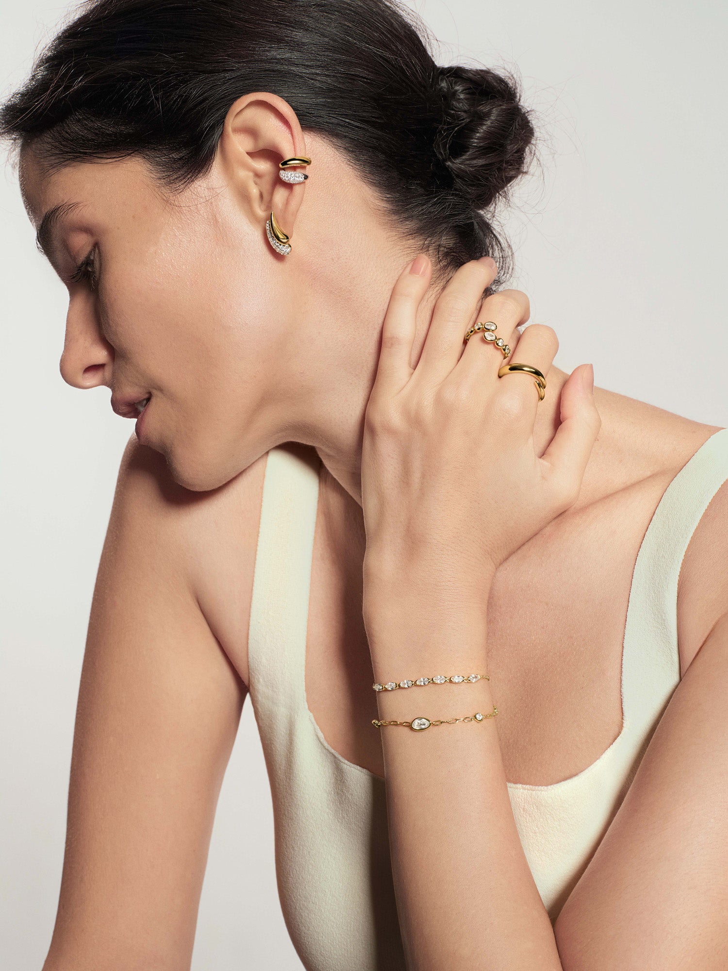 Gold Spiral Adjustable Ring – model view