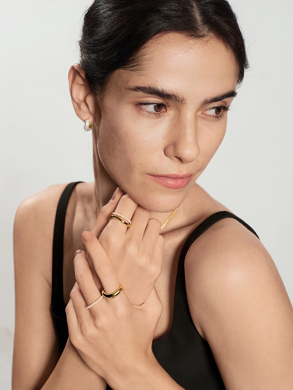 Gold Spiral Adjustable Ring – model view