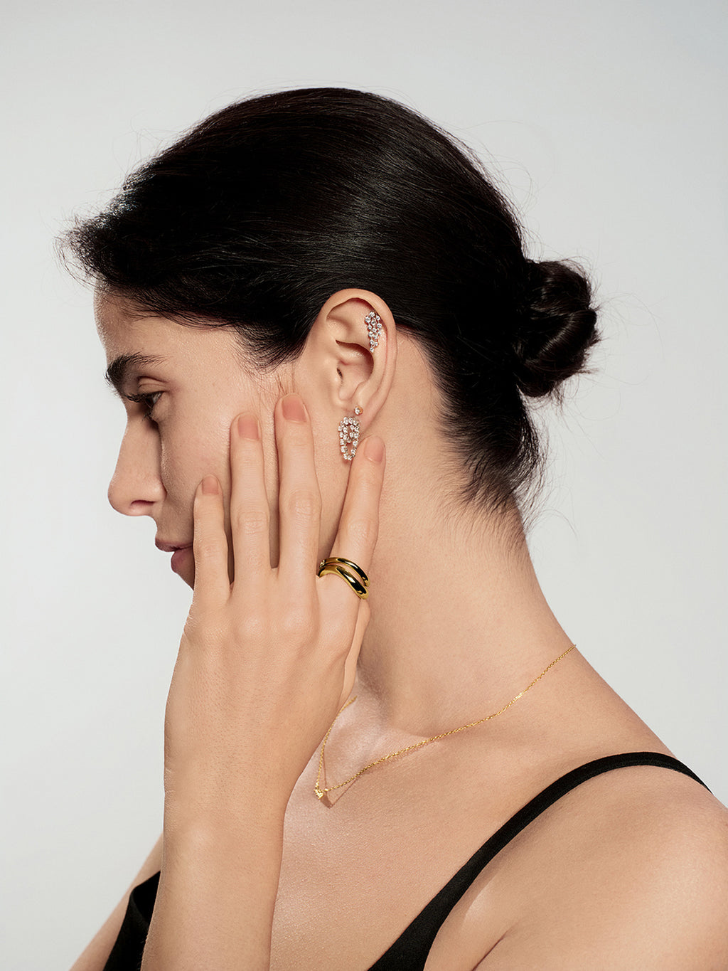 Silver Five-Prong Sparkle Barbell Earring