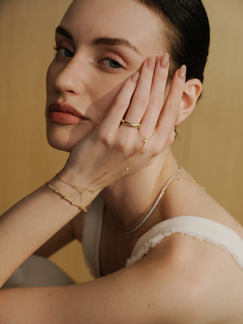 Gold Spiral Adjustable Ring – model view