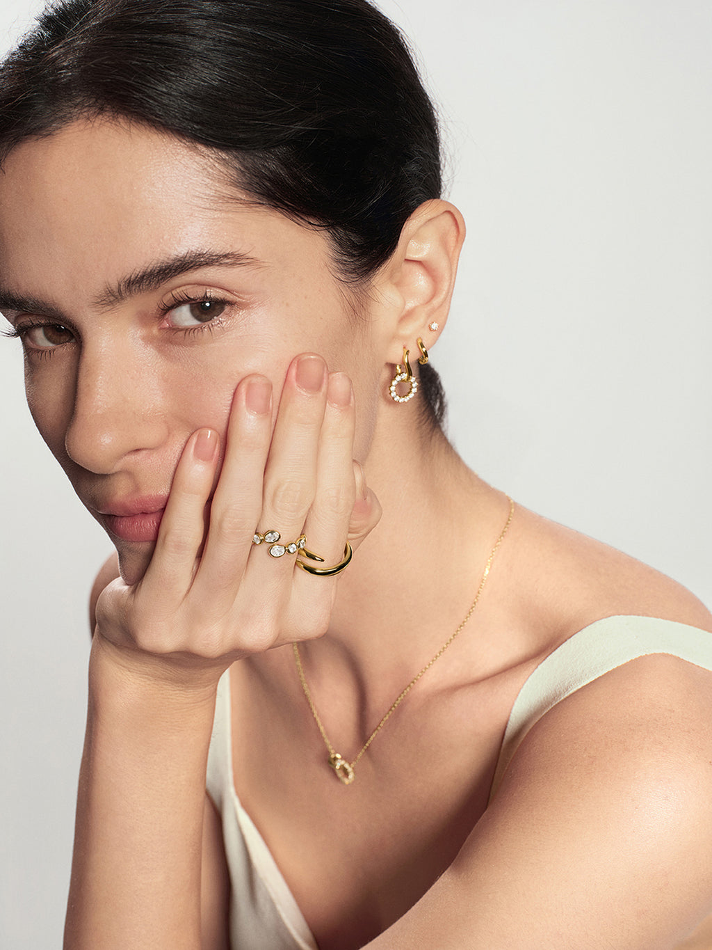 Gold Spiral Adjustable Ring – model view