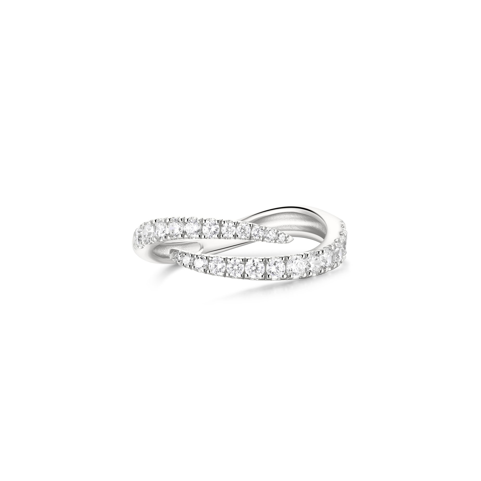 Silver Spiral Pavé Adjustable Ring