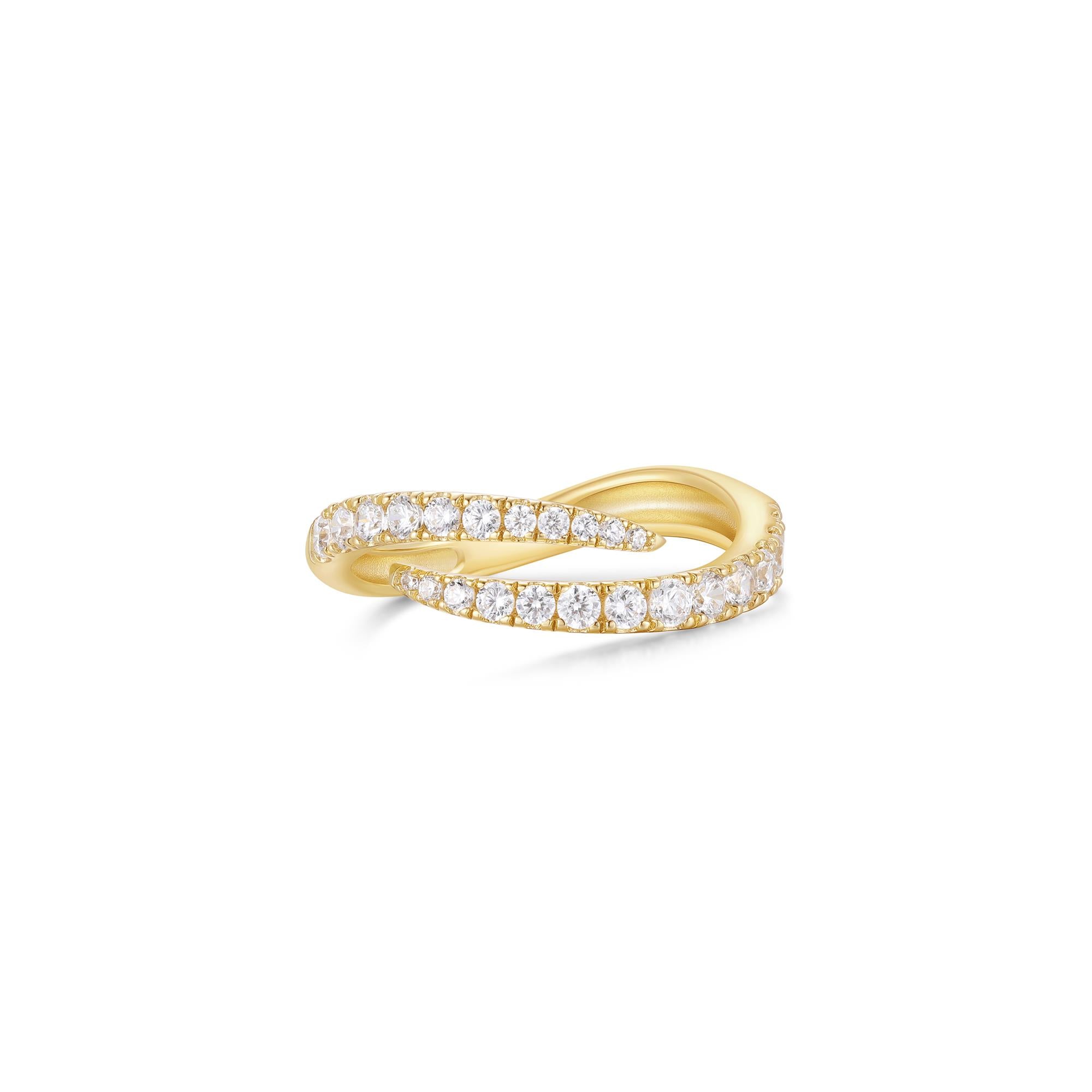 Gold Spiral Pavé Adjustable Ring