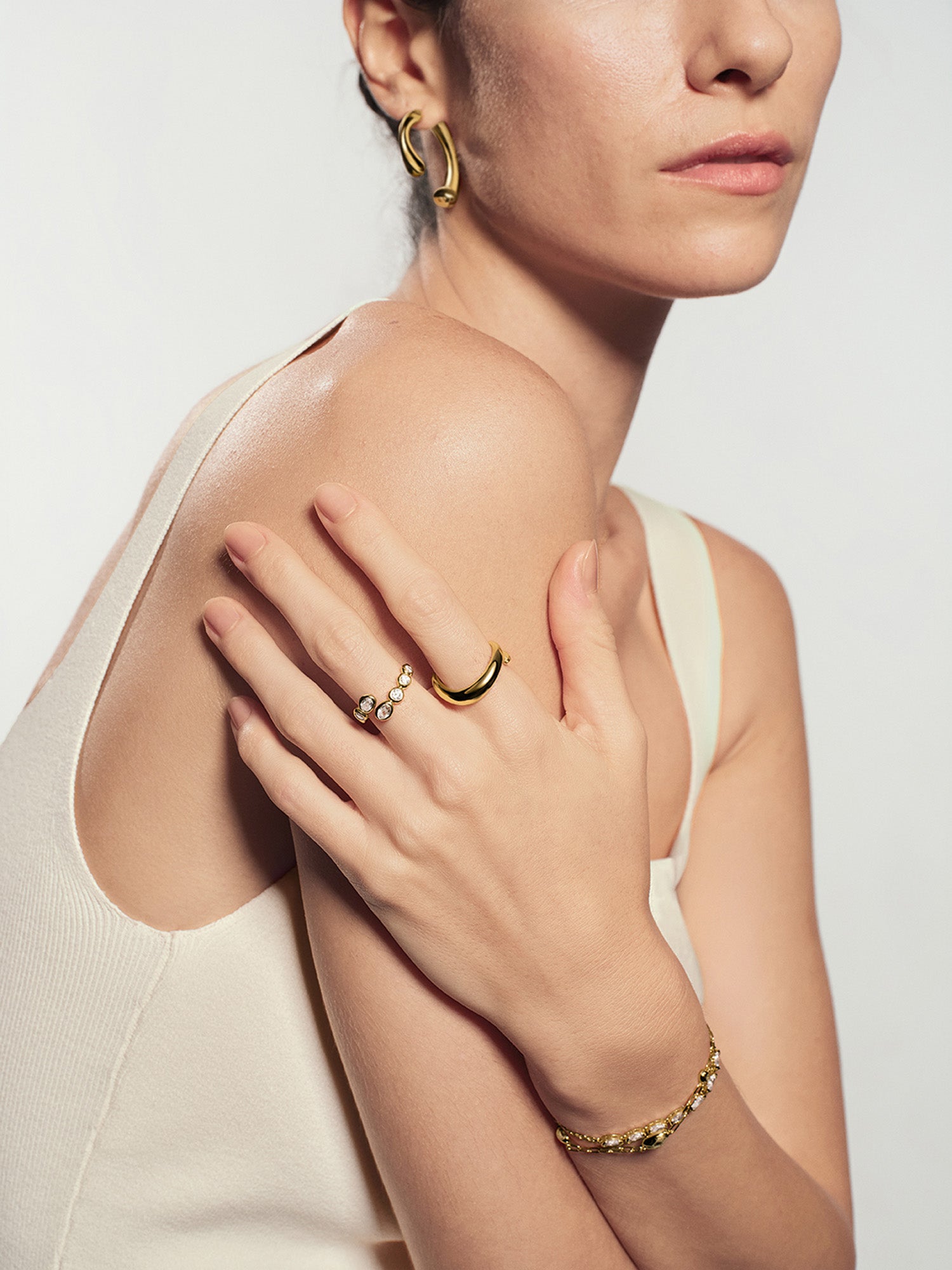 Gold Spiral Adjustable Ring – model view