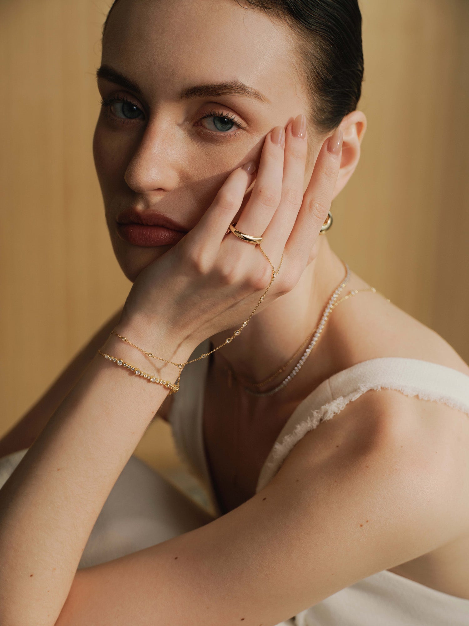 Gold Spiral Adjustable Ring – model view