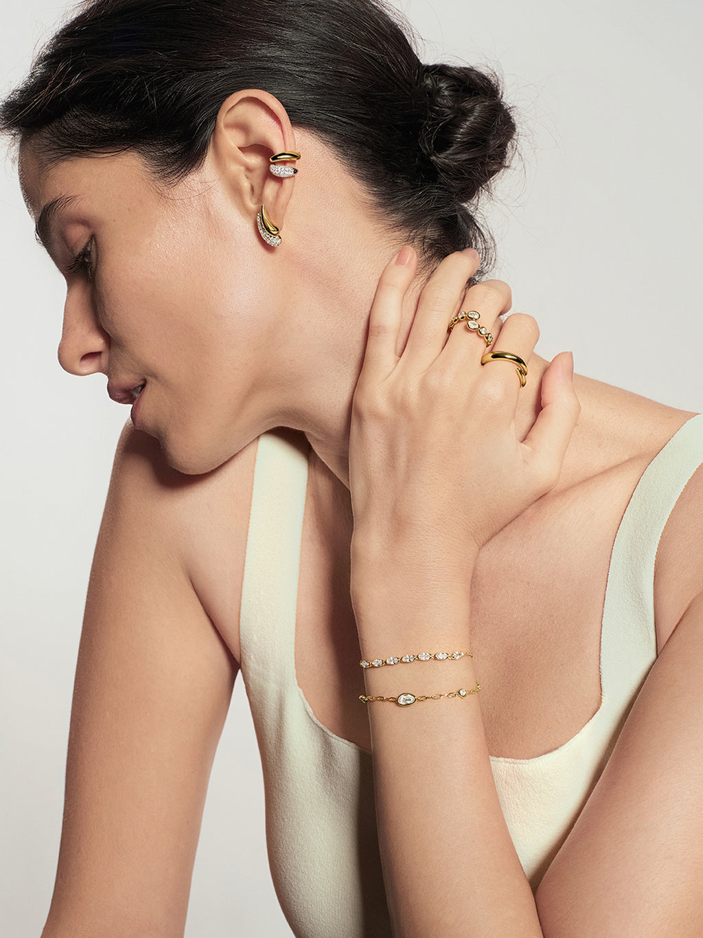 Gold Spiral Adjustable Ring – model view