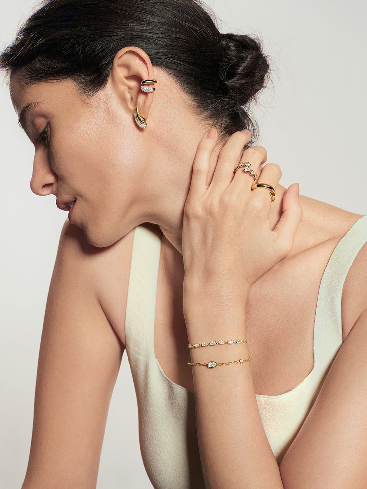 Gold Spiral Adjustable Ring – model view