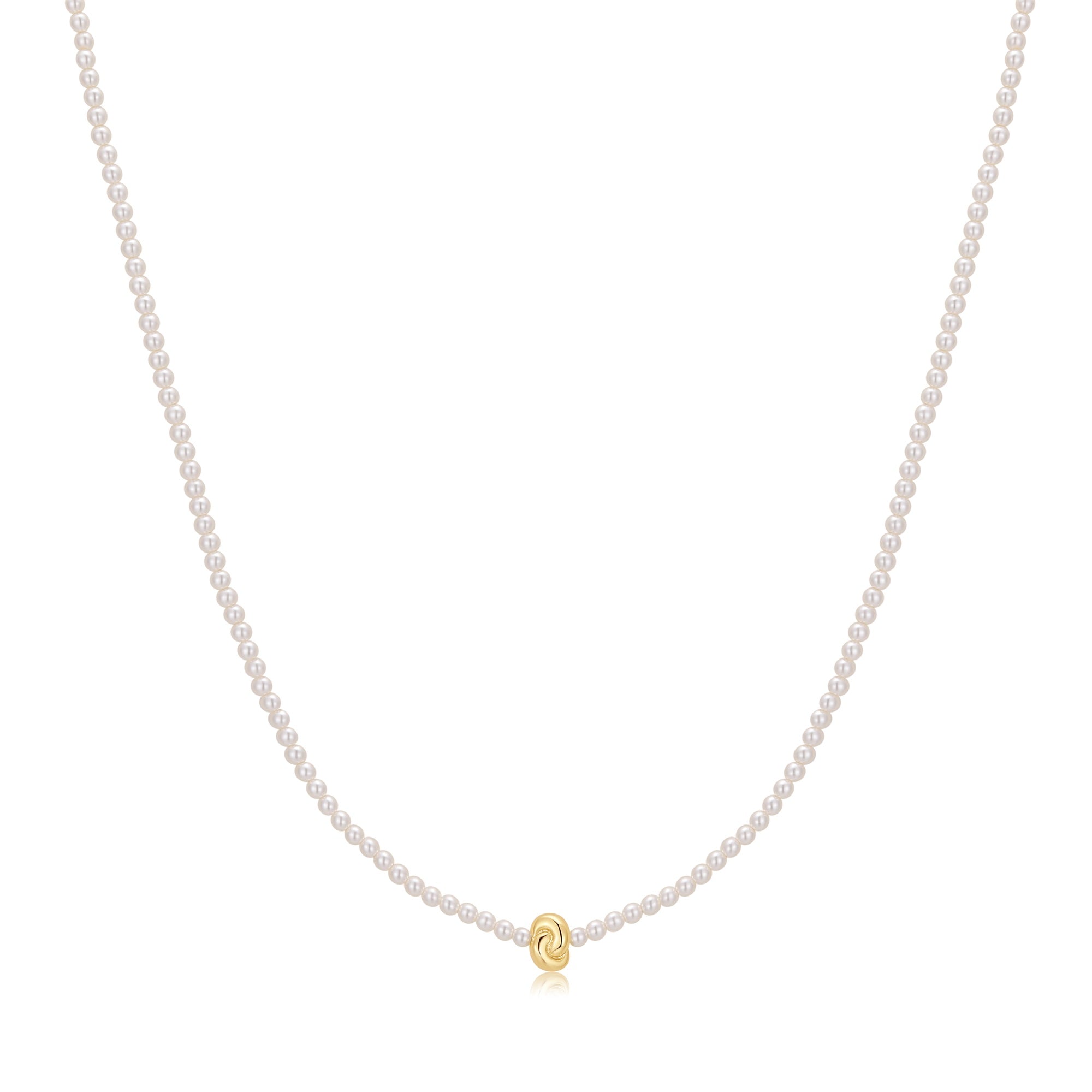 Gold Twist & Glass Pearl Beaded Necklace