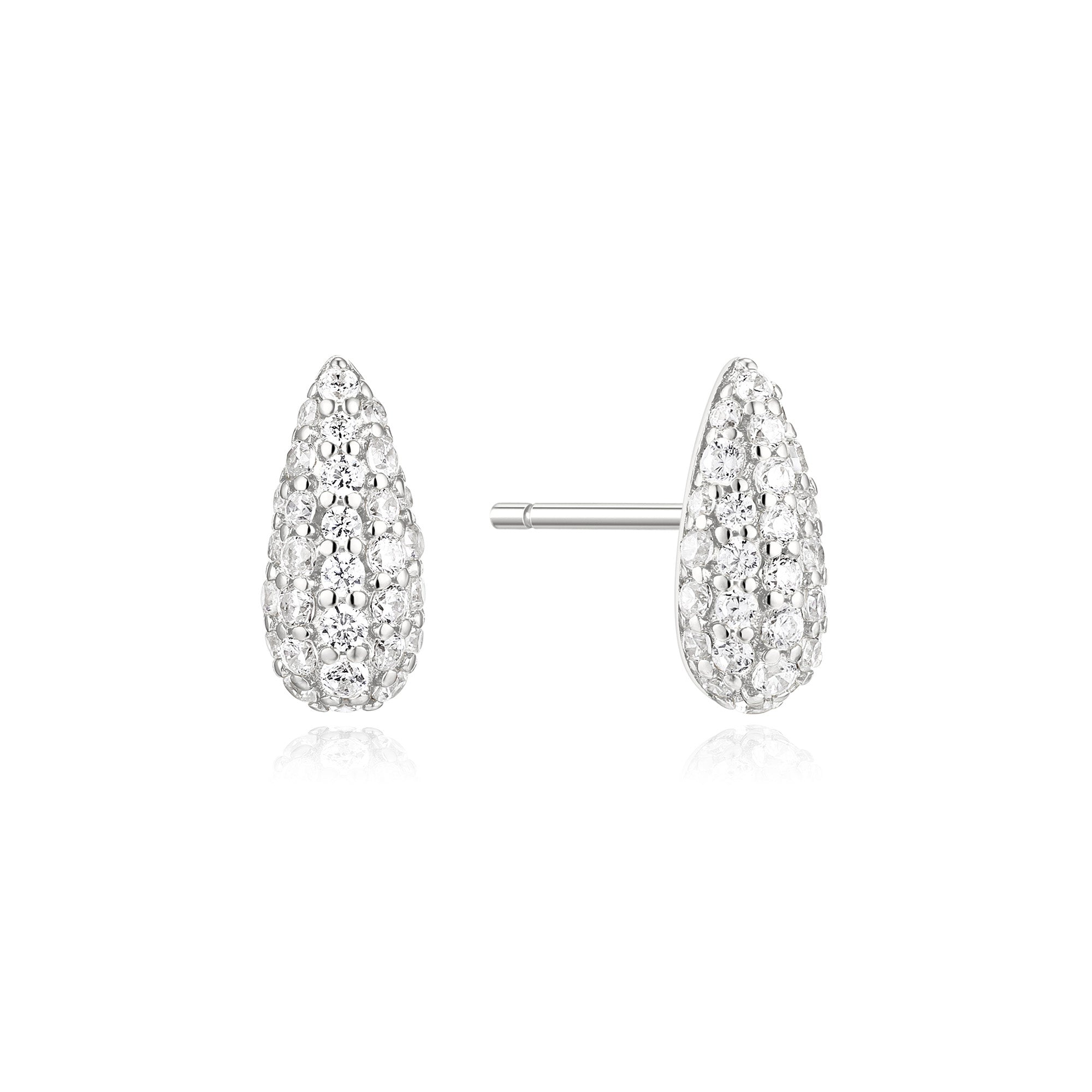 Silver Pavé Dome Stud Earrings