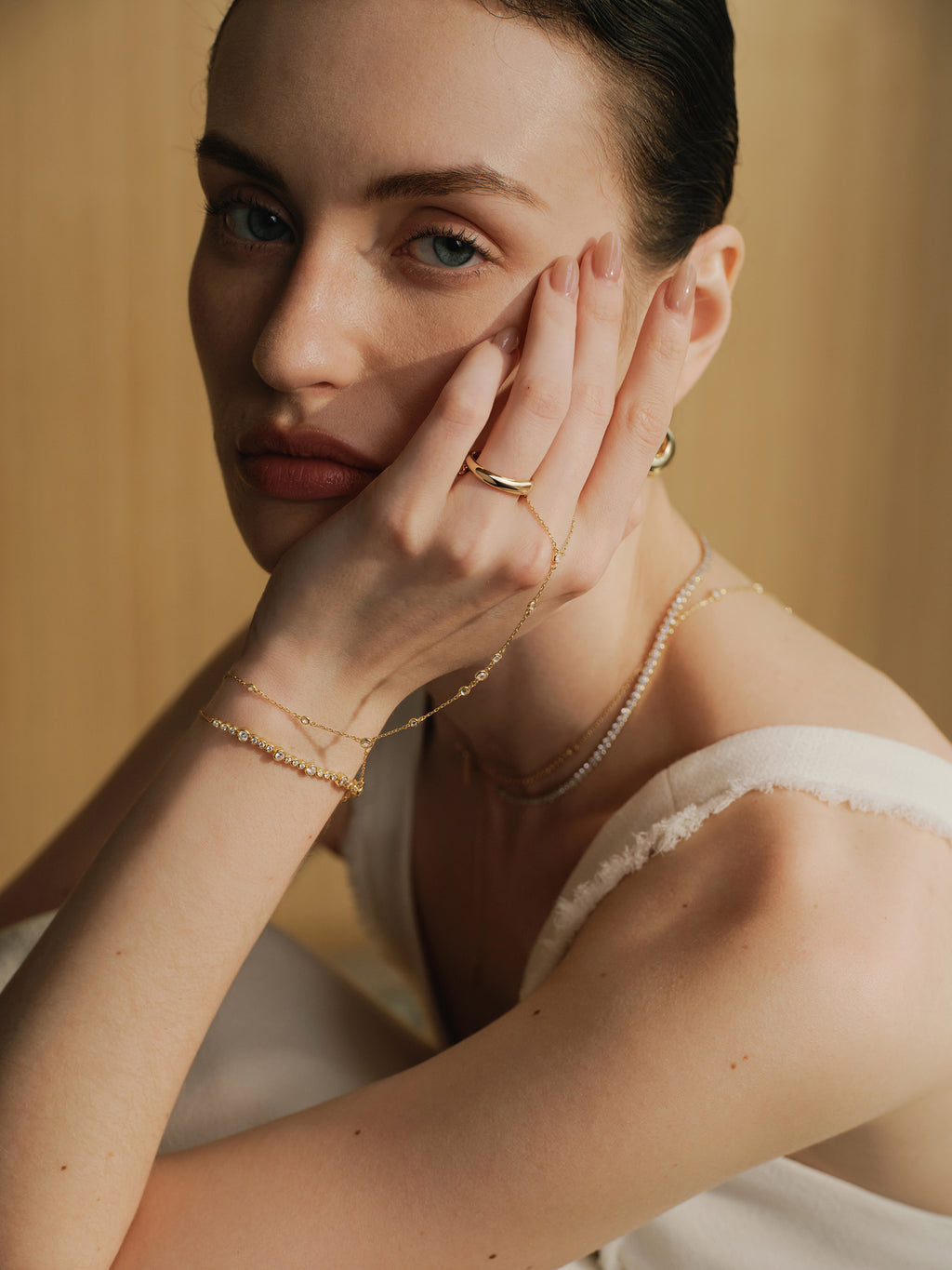 Gold Spiral Adjustable Ring – model view