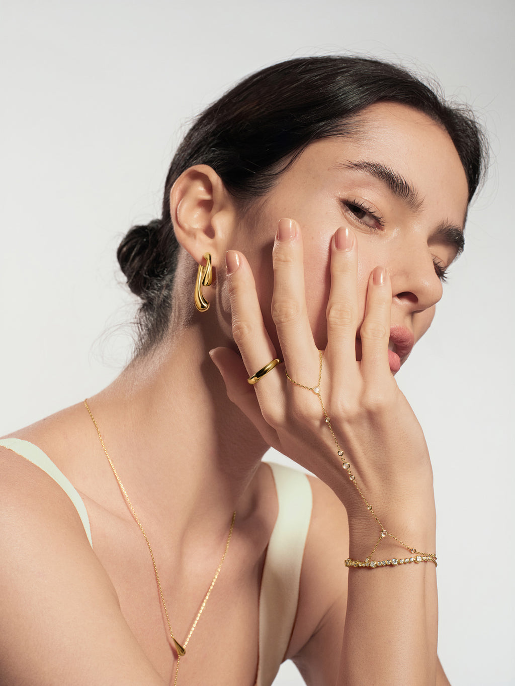 Gold Spiral Adjustable Ring – model view