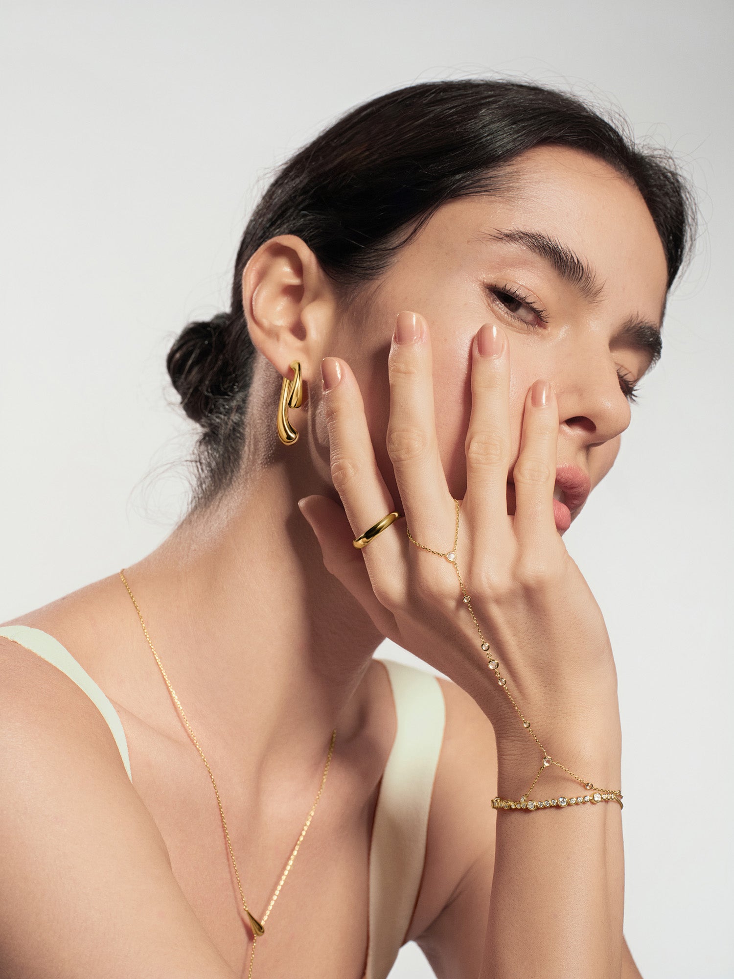 Gold Spiral Adjustable Ring – model view
