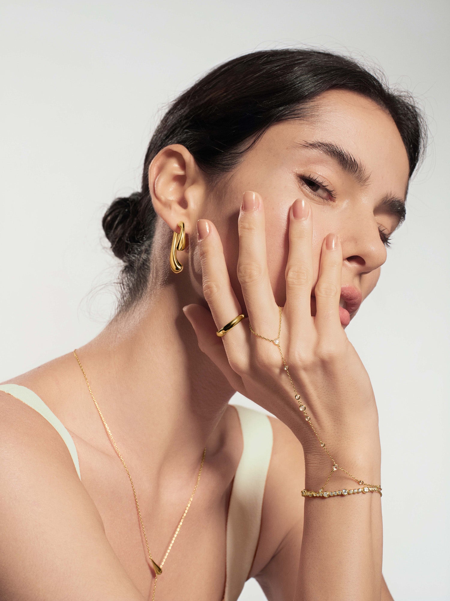 Gold Spiral Adjustable Ring – model view