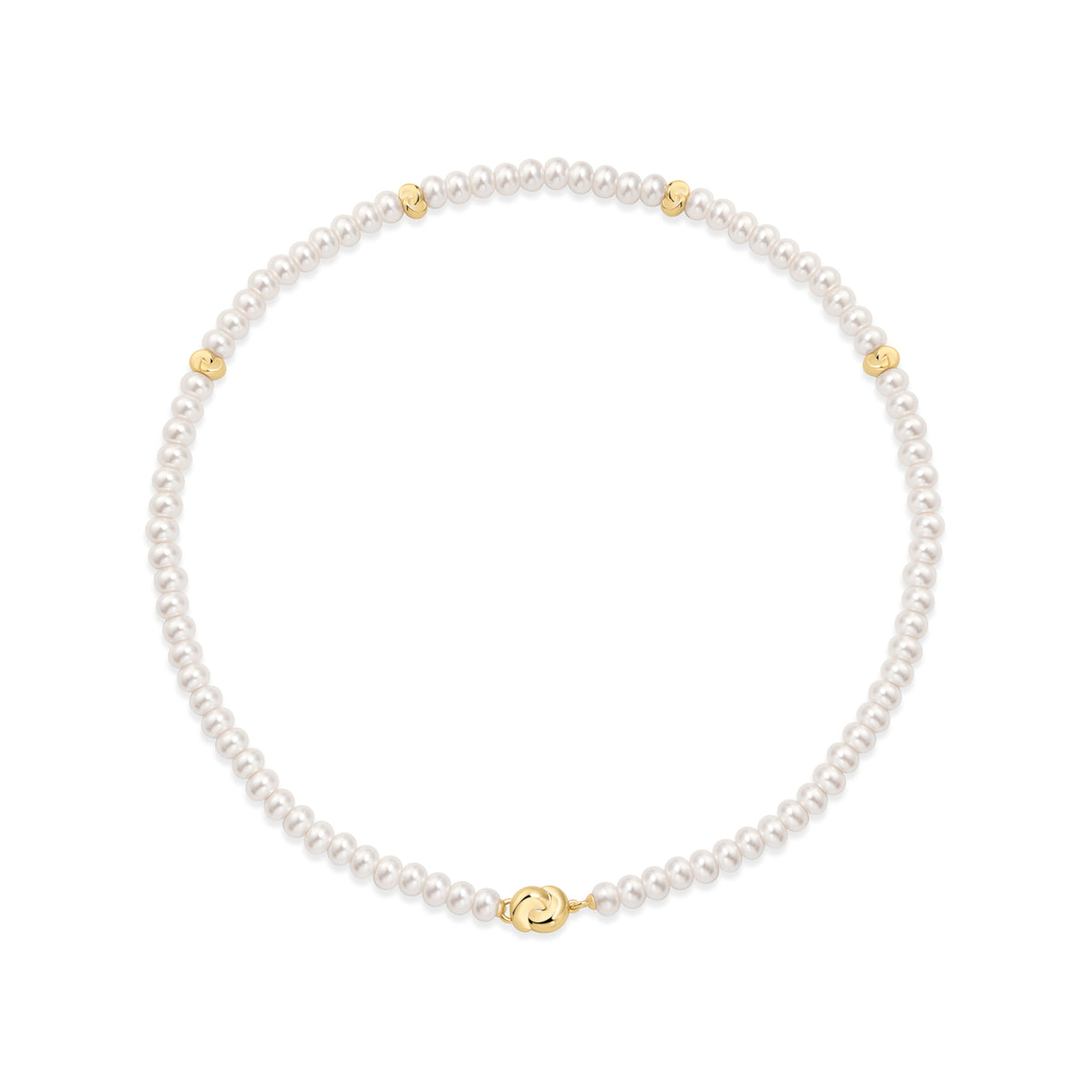Gold Glass Pearl Beaded Twist Station Necklace